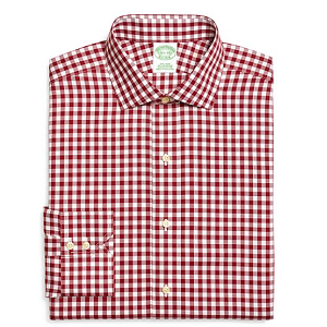 Non-Iron Extra-Slim Fit Gingham Dress Shirt - Burgundy